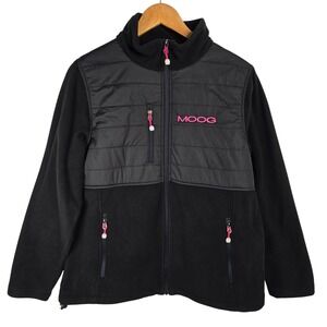 UltraClub Fleece Jacket Women's L‎ Black Full Zip Quilted Lightweight Coat